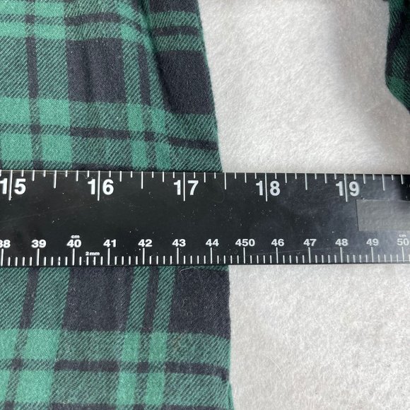 BEACHLUNCHLOUNGE Womens XS Blue Green Plaid Flannel Ruffle Sleeve Dress Pockets - Picture 10 of 14